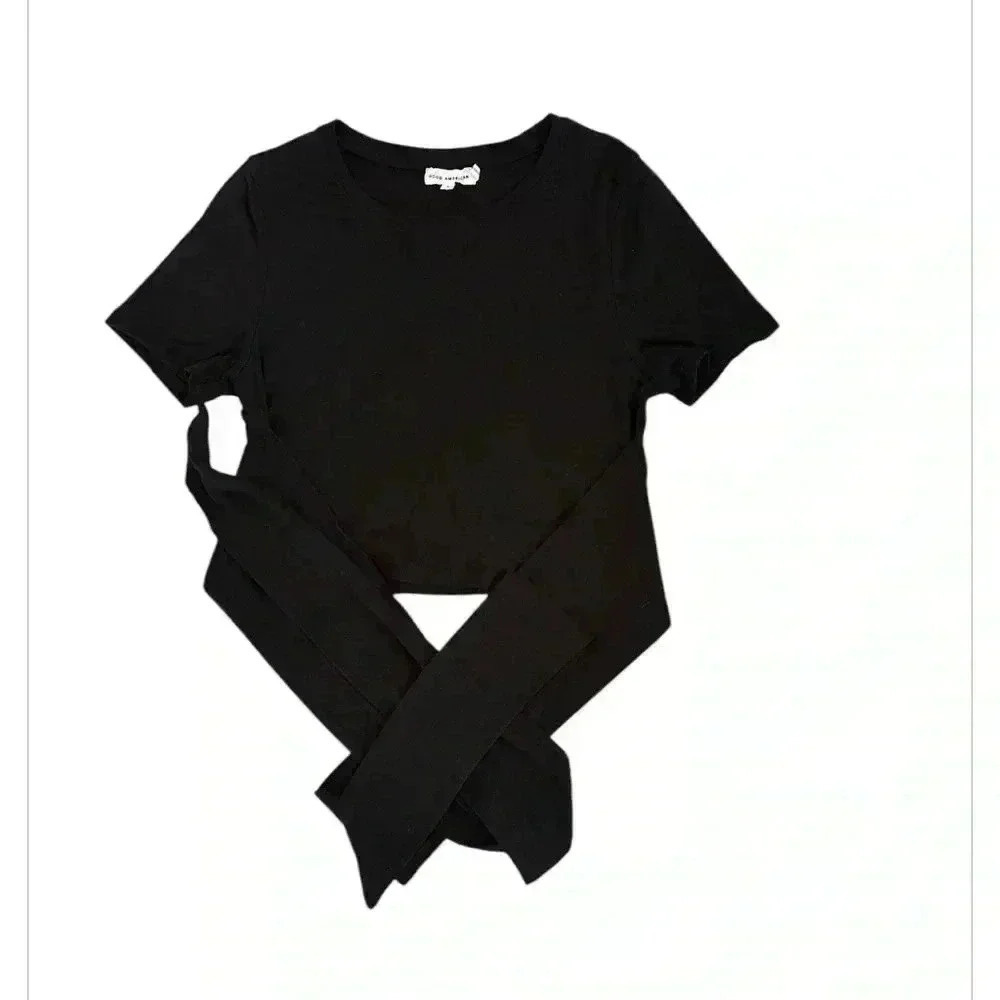 Women’s Good American Black Crop top short sleeve size 1